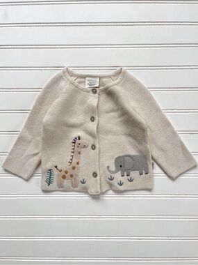 VIVERANO NWOT Organic Cotton Fine Gauge Knit Zoo Animal Minimalist Cardigan